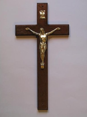 Feszület fa Kegyeleti 24cm pácolt
