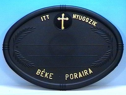 Fejfatábla mûanyag ovális katolikus