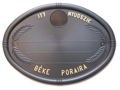 Fejfatábla mûanyag ovális felségjel nélküli